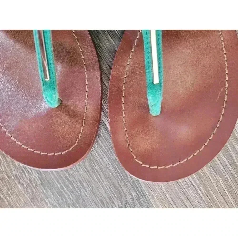 Tory Burch Leather Thong Sandals size 7‎ blue/green #3